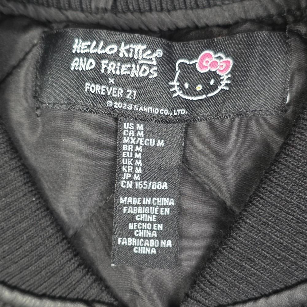 FOREVER 21 Hello kitty Black Rhinestone Bomber Jacket. Size Medium NWOT - Picture 10 of 16